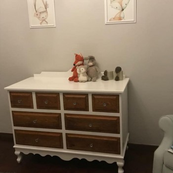 Kiaat drawers, painted Saligna chest of drawers with Queen Anne legs