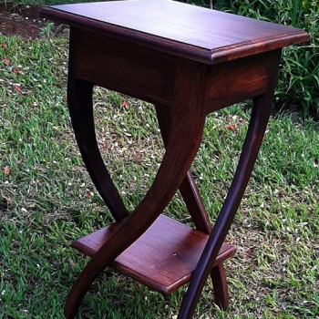 Modern unique curved leg table with rectangle top, solid wood