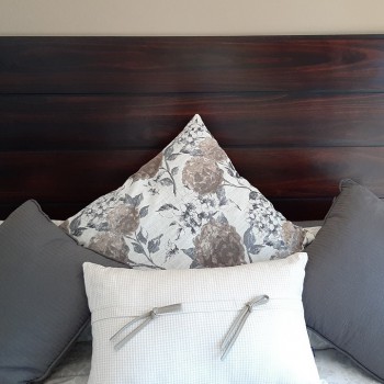 saligna stained headboard with shadow line and french cleat