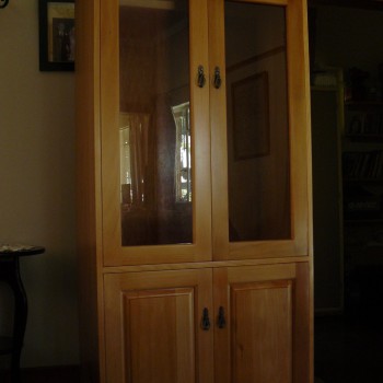 Cypress display cabinet with glass doors